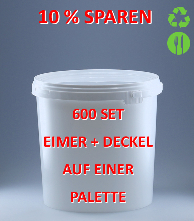 RUND-EIMER 10,8 L TOP (BH) | WEISS | INKL. K-BÜGEL UND DECKEL 600 SETS