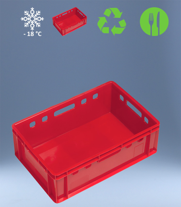 E2 KISTE ROT RAL 3020 - OFFENE HANDGRIFFE Boden und Seiten geschlossen