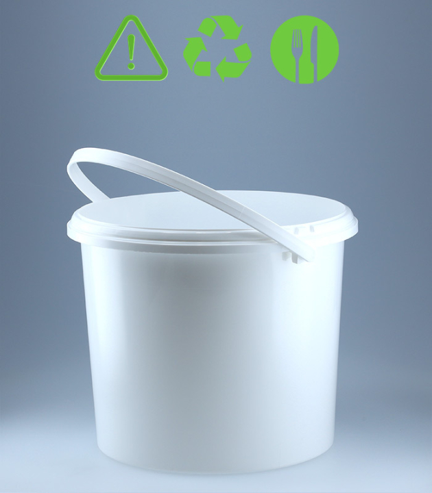 UN-geprüfter RUND-EIMER PREMIO 11 L / WEISS inkl. DECKEL