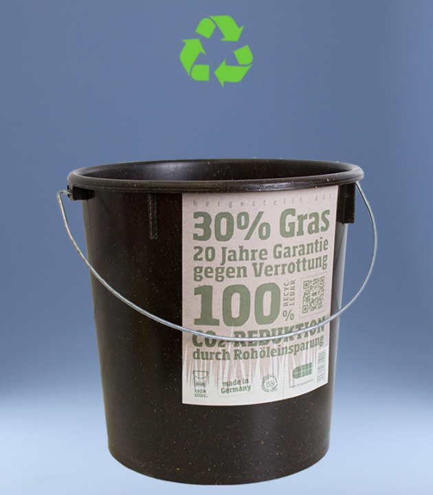 GrassBased REINIGUNGSEIMER SCHWARZ 10 L Ø 267 mm MIT METALLBÜGEL
