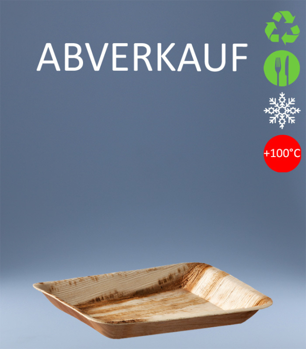 25 x Palmblatt-Teller eckig ca.170x170 mm / Höhe 25 mm